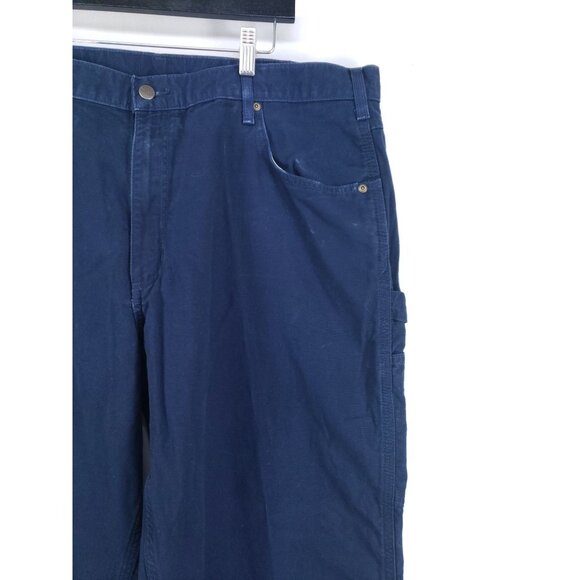 Carhartt Loose Fit Carpenter Pants Mens 42x30 Dark Blue Cotton Durable Workwear - Picture 5 of 10